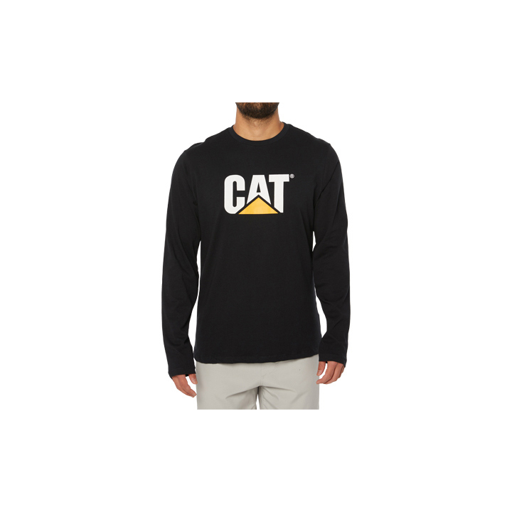 Caterpillar Clothing Pakistan Sale - Caterpillar Original Fit Ls Logo Mens T-Shirts Black (569871-WCM)